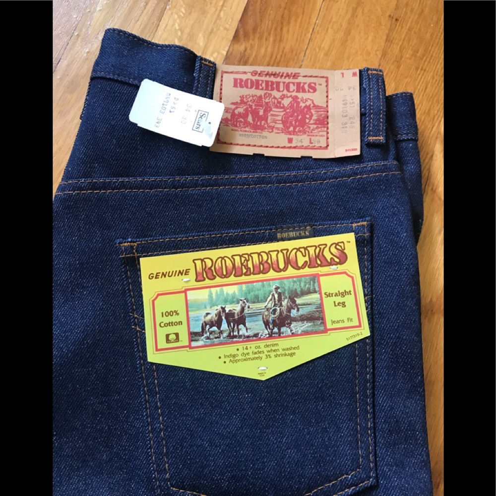 New With Tags Vintage Sears Robuck Straight Leg Jeans 34x30